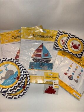 Baby Nautical Party Tableware Set - Bundle of 10 pieces.